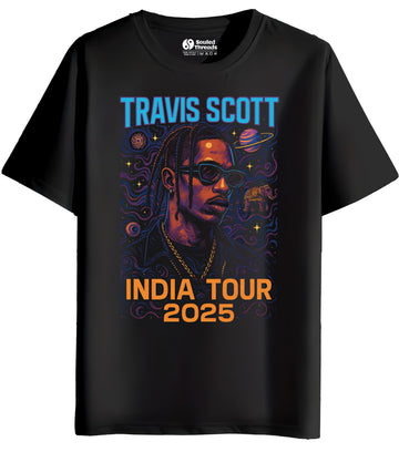 Travis Scott Concert India Tour 2025 T-shirt | Unofficial Fan Made Unisex Fit Cotton T-shirt