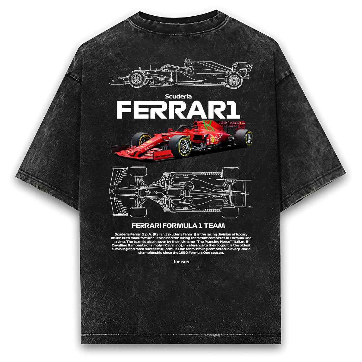Ferrari F1 Acid Washed Oversized (Unisex Fit)